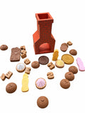 Set door de schoorsteen van Play This Way, Sint speelset met schoorsteen, pepernoten, speculoos en munten