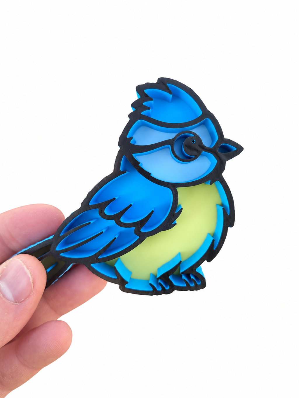 Vulvorm pimpelmees, 3D-geprint vogeltje om te vullen met rijst of kikkererwten