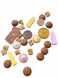 Loose parts snoepgoed van de Sint van Play This Way, pepernoten, speculoos, snoepjes en munten in een organza zakje