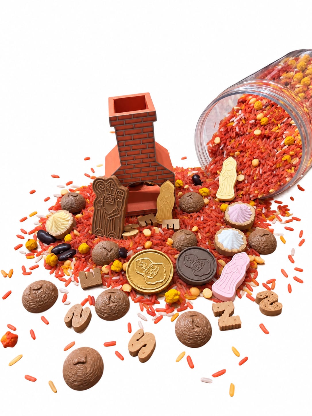 Play It door de schoorsteen met pepernoten, Sintsnoepjes en munten, sensorisch Sinterklaasspel